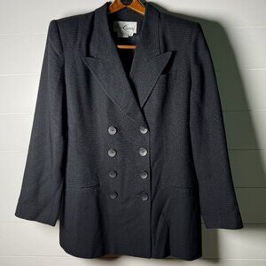 Oleg Cassini VINTAGE 80's Double Breasted Blazer Jacket Black Size 10